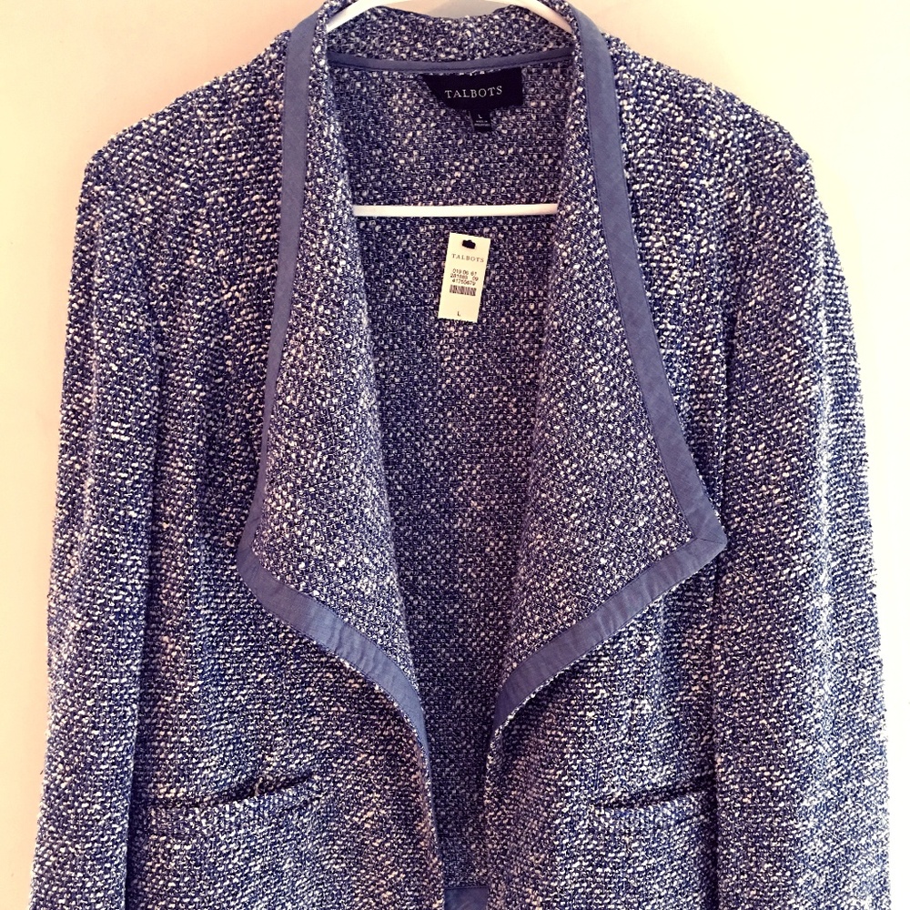 Talbots NWT Chambray Blue Textured L Blazer